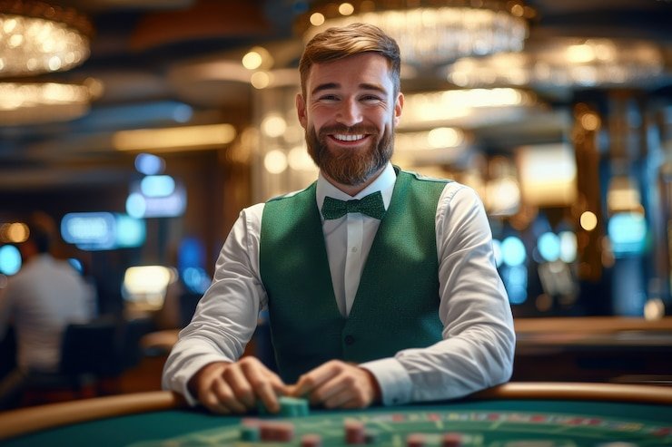 Live dealer blackjack table with HD camera feed